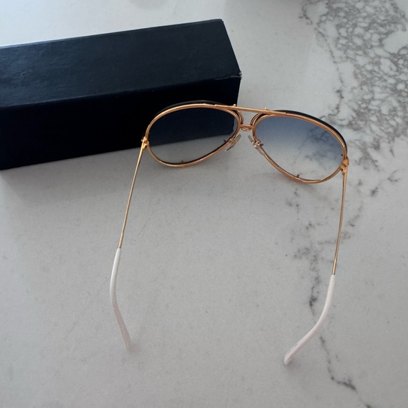 Porsche Design Gold Frame Sunglasses with Blue Lenses - Picture 6 of 7